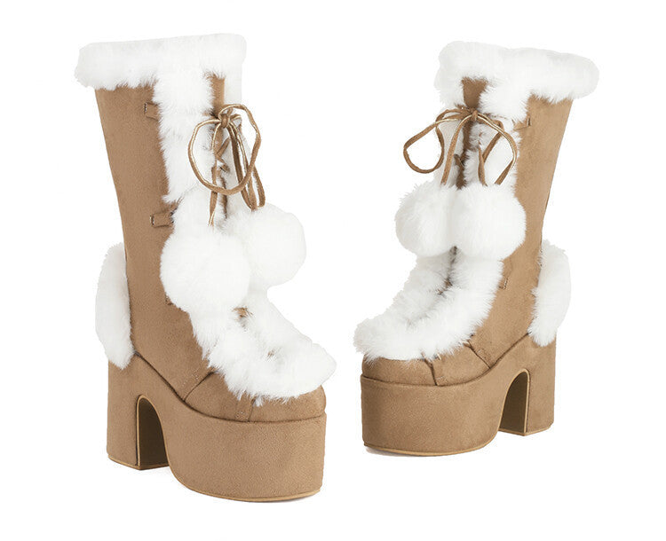 Womens Fashion Mid-Cut Furry Boots