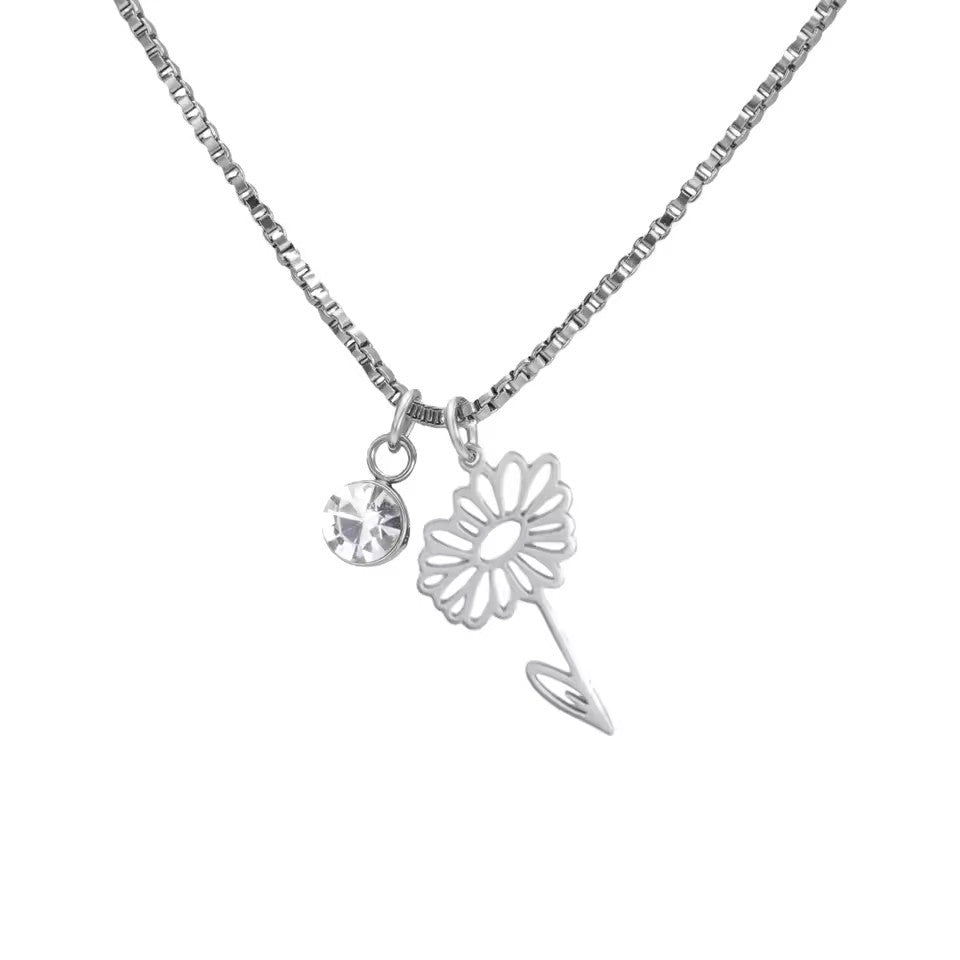 December Birthstone Flower Design Necklace For Women