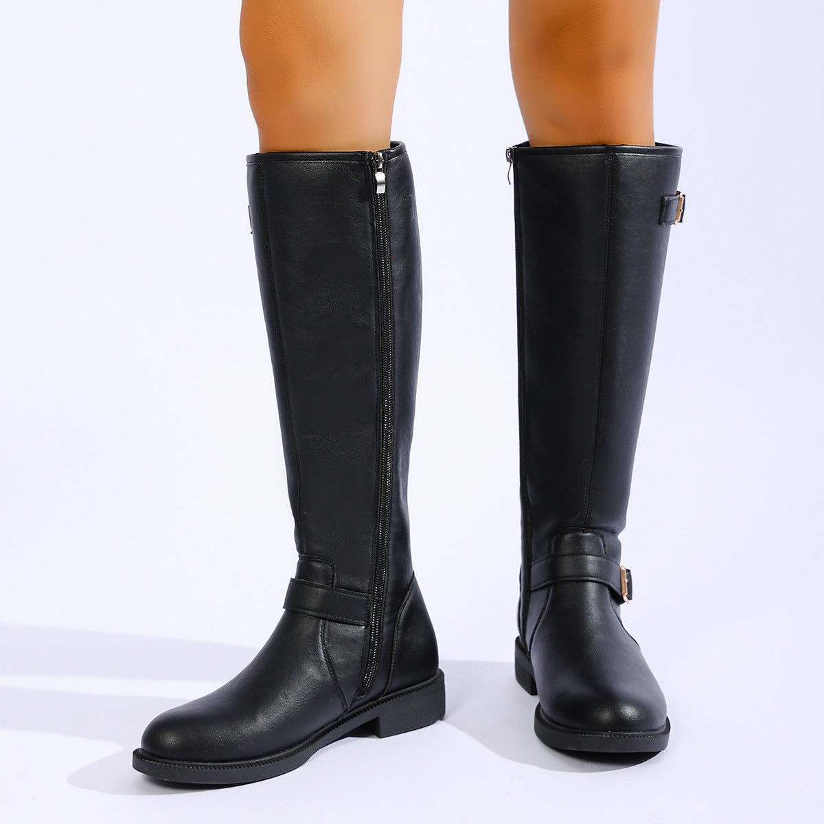 Stylish Mid-heel Brown Straight-leg Boots For Women