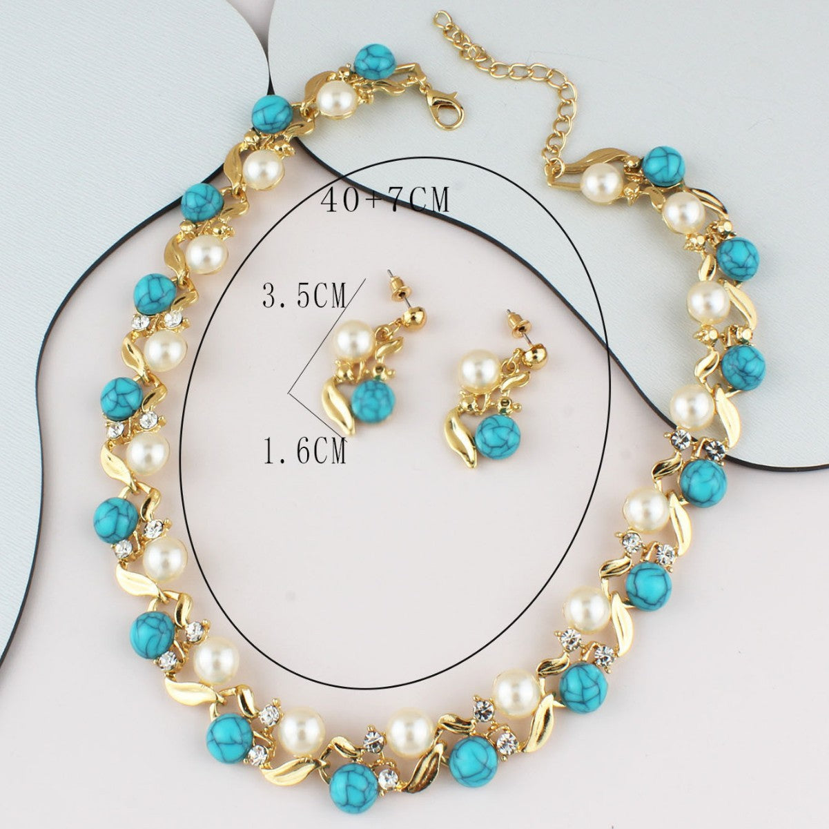 New Versatile Pearl Turquoise Necklace Earrings