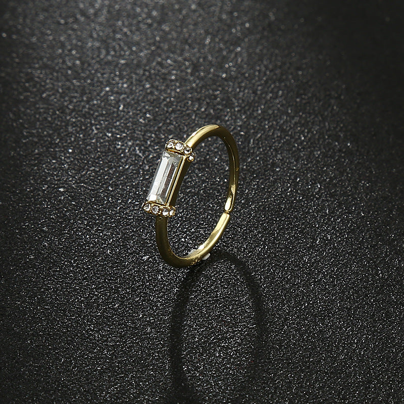 Minimalist Copper-plated Gold Ring With Diamond Accents