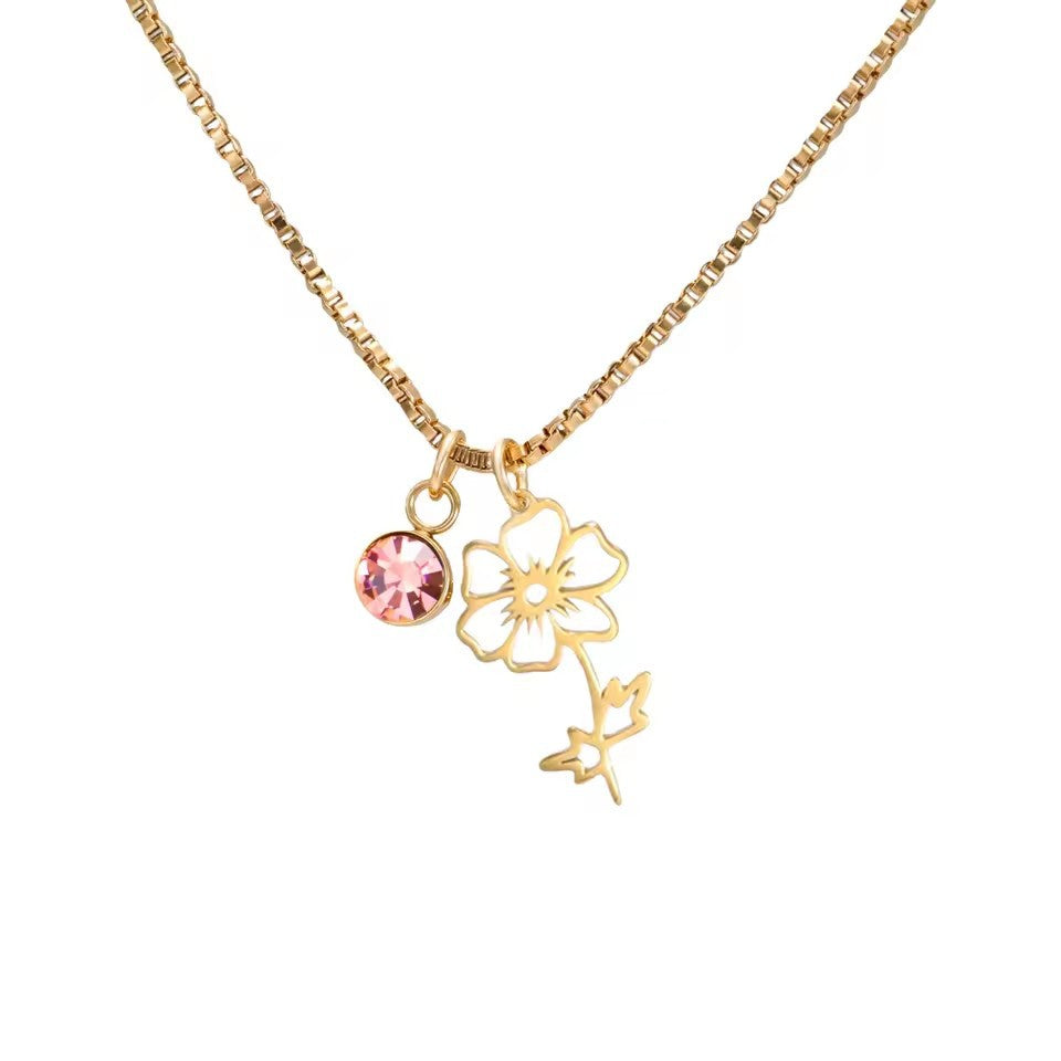 December Birthstone Flower Design Necklace For Women