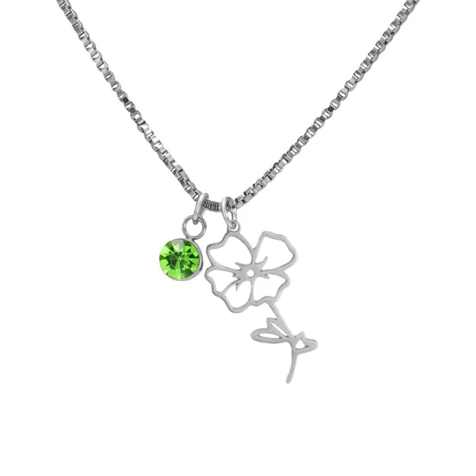 December Birthstone Flower Design Necklace For Women