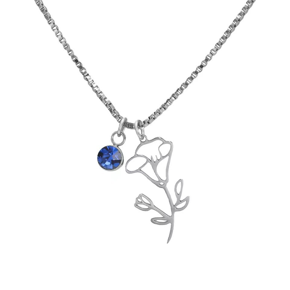 December Birthstone Flower Design Necklace For Women