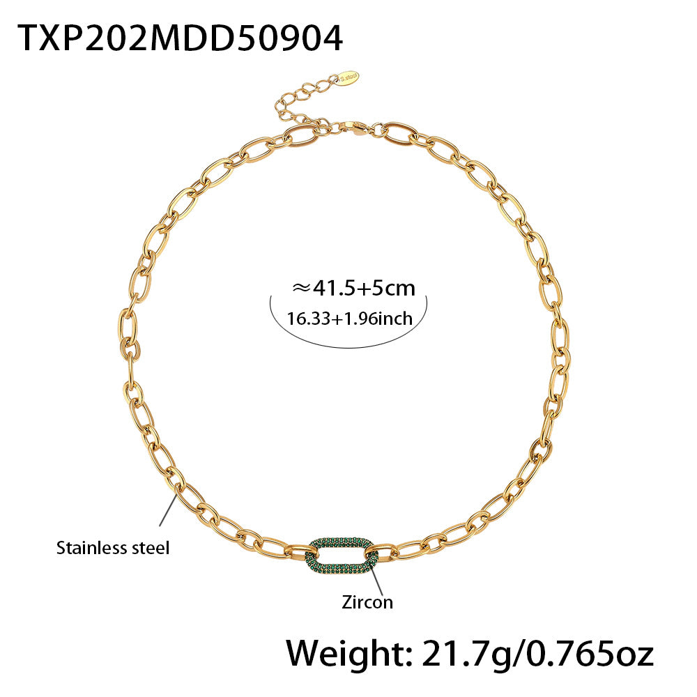 Titanium Steel Jewelry Stainless Steel Micro-pave Zircon Clavicle Necklace And Bracelet
