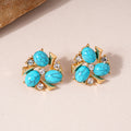 Ethnic Style Zircon Turquoise Flower Necklace Earrings Jewelry