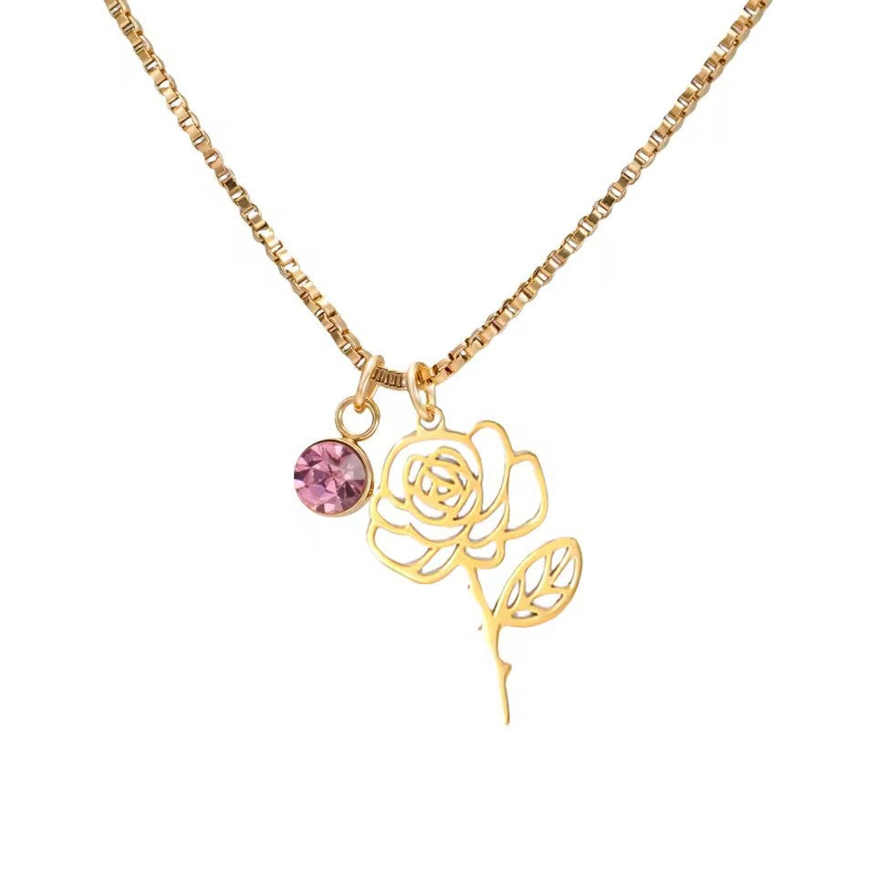December Birthstone Flower Design Necklace For Women