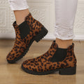 New Autumn Mid-Heel Leopard-Print Casual Womens Boots