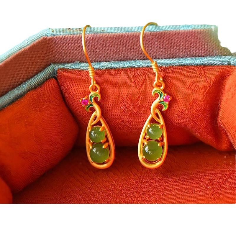 S925 Sterling Silver Gold-Plated Enamel Flower Earrings For Women