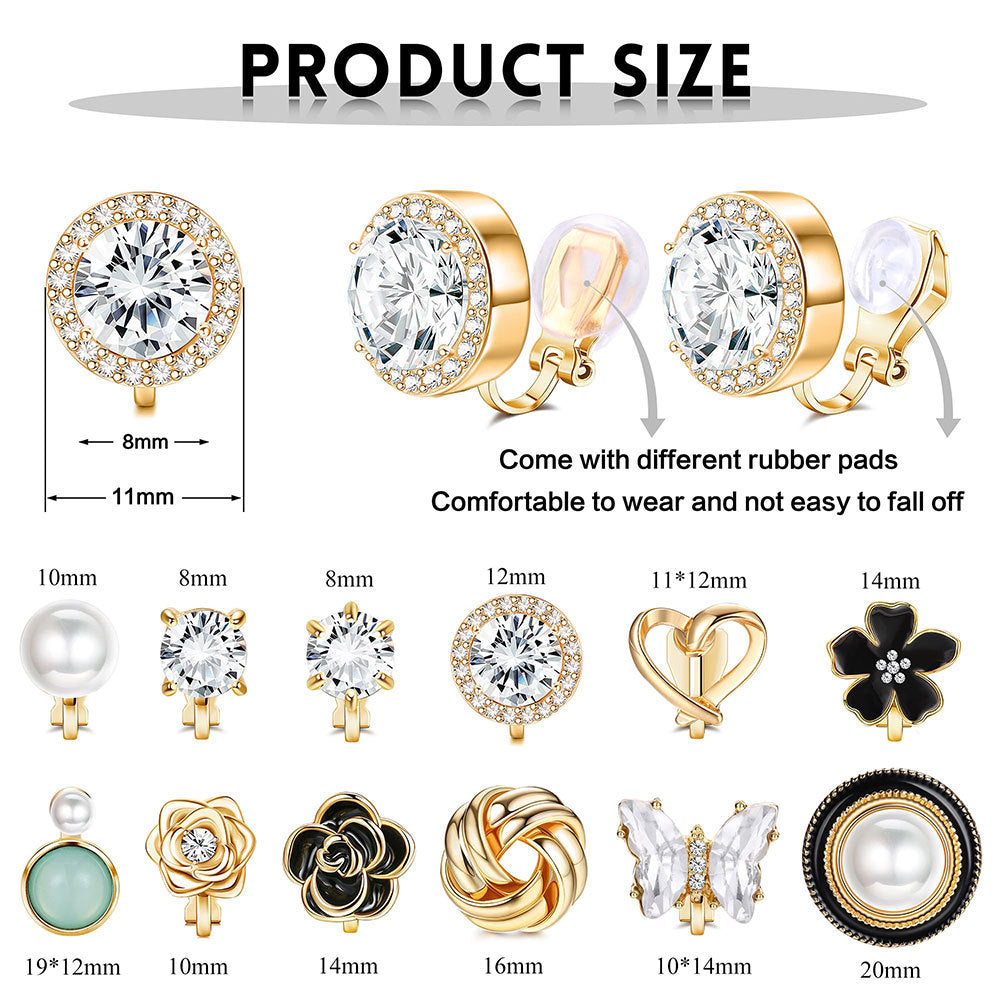 Womens Butterfly Flower Pearl Clip-On Earring Set