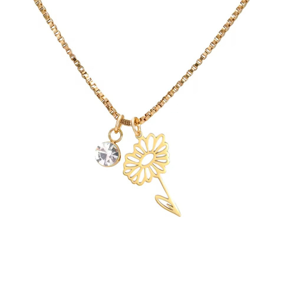 December Birthstone Flower Design Necklace For Women