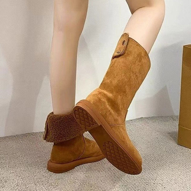 Womens Casual Warm Mid-calf Boots With Cotton Lining