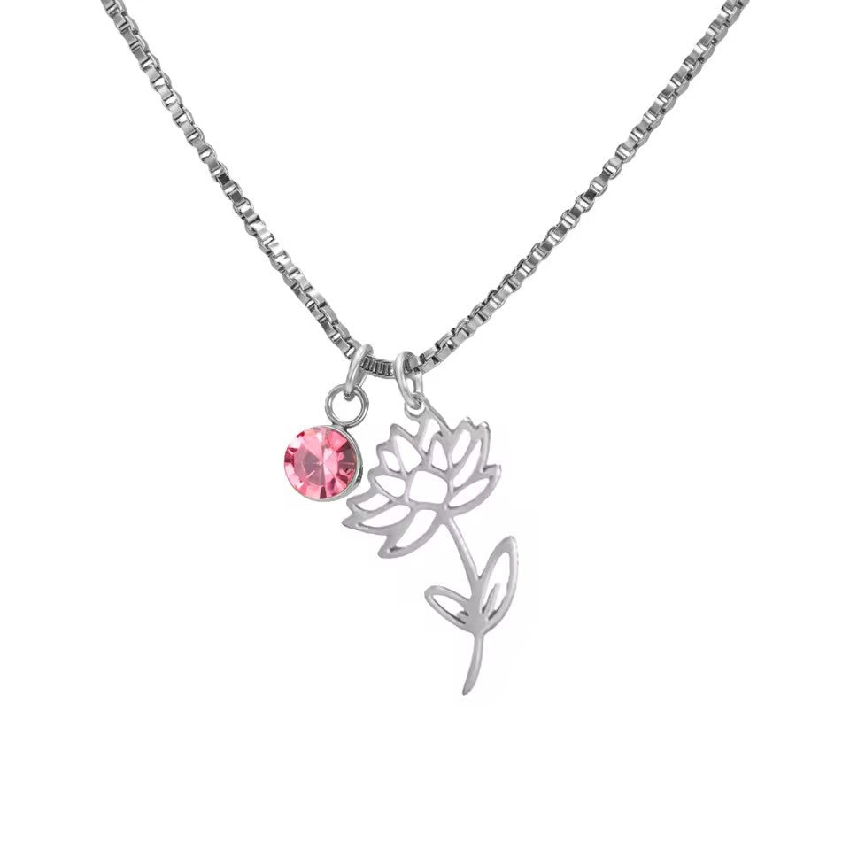 December Birthstone Flower Design Necklace For Women