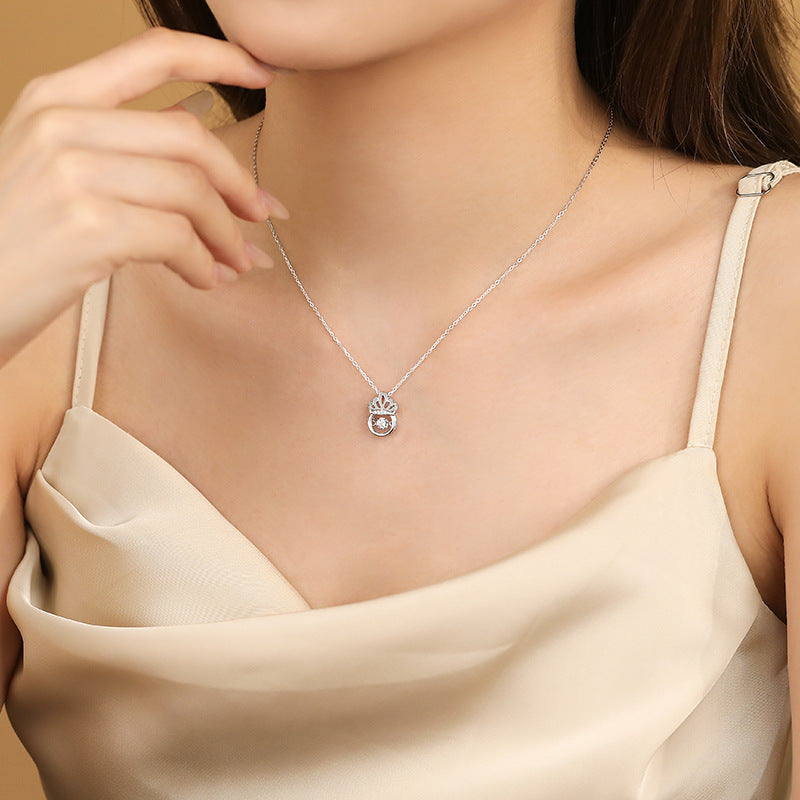 S925 Sterling Silver Crown Delicate Necklace For Women