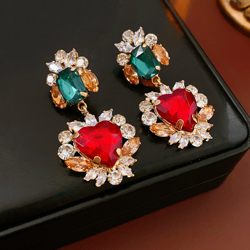 Ethnic Style Zircon Turquoise Flower Necklace Earrings Jewelry