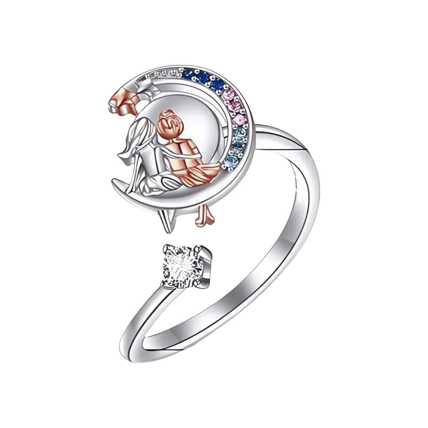 Creative Moon And Star Rotating Ring For GirlsPerfect Birthday Gift For Best Friends And Girl Buddies