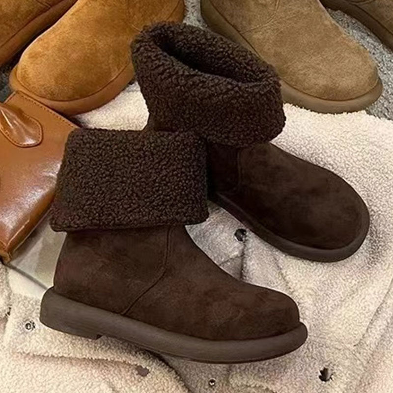 Womens Casual Warm Mid-calf Boots With Cotton Lining