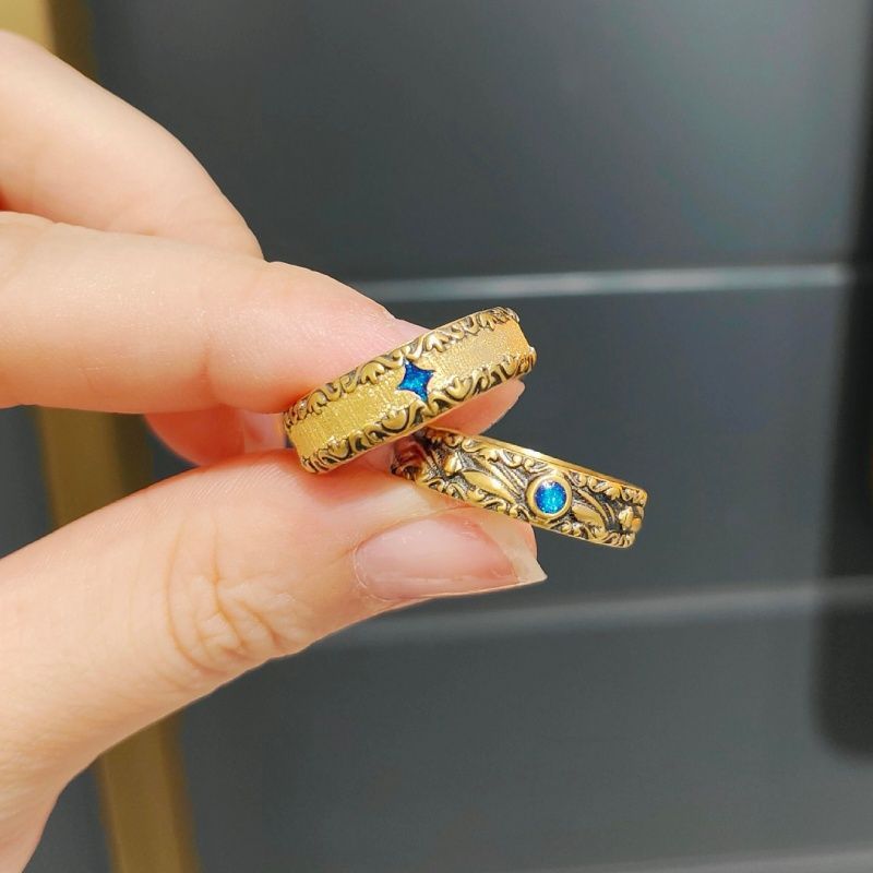 Light-luxury Versatile Sweet-cool Style Vintage Distressed Sea-wave Ring For Women