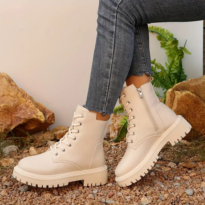 Versatile Motorcycle-style Ankle Boots With A Thick Sole