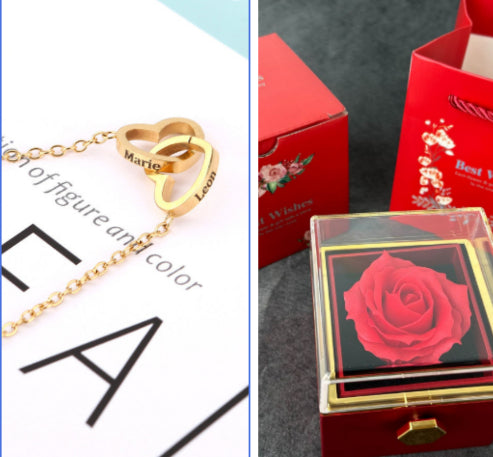 Personalized Engraved Stainless Steel Double Heart Necklace