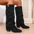 Autumn Chunky-Heel Plus-Size British-Style Over-the-Knee Boots