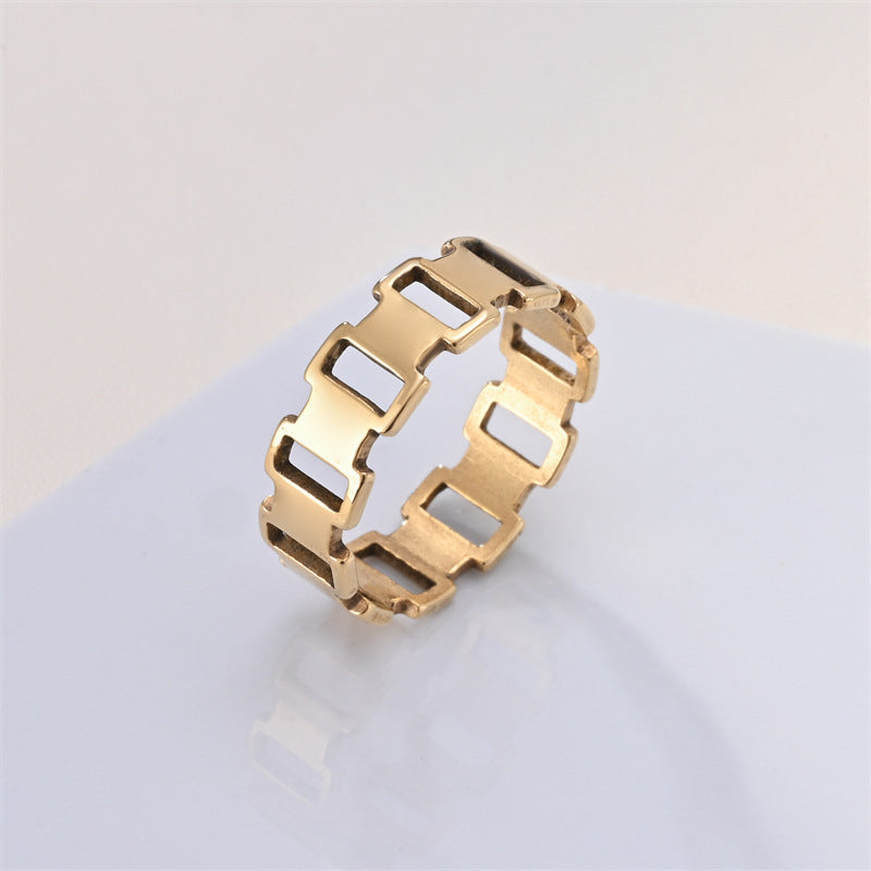 Stainless Steel Ring Versatile And Stylish Made Of Titanium Steel With 18k Gold Plating