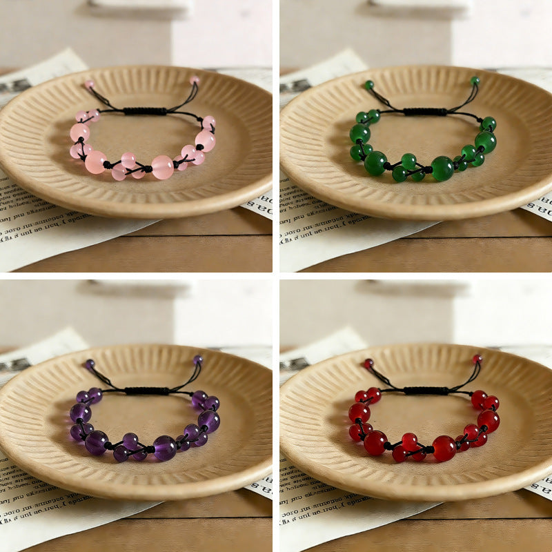 6mm Crystal Braided Cord Beaded Bracelet