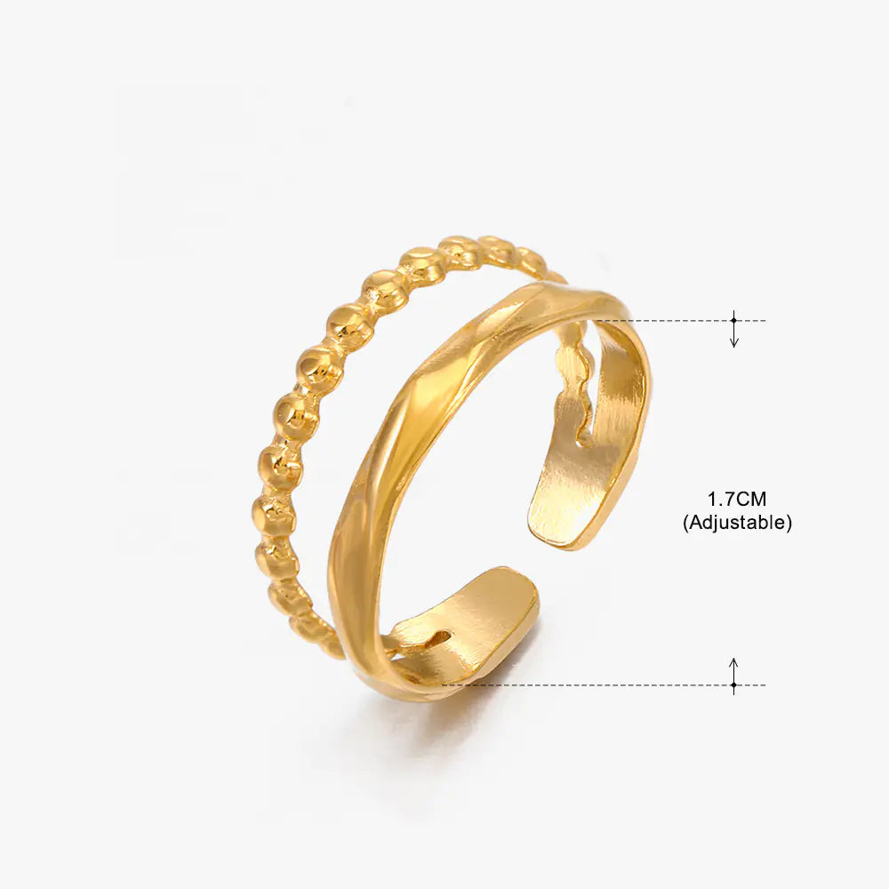 Fashionable 18K Gold-Plated Adjustable Steel Ring
