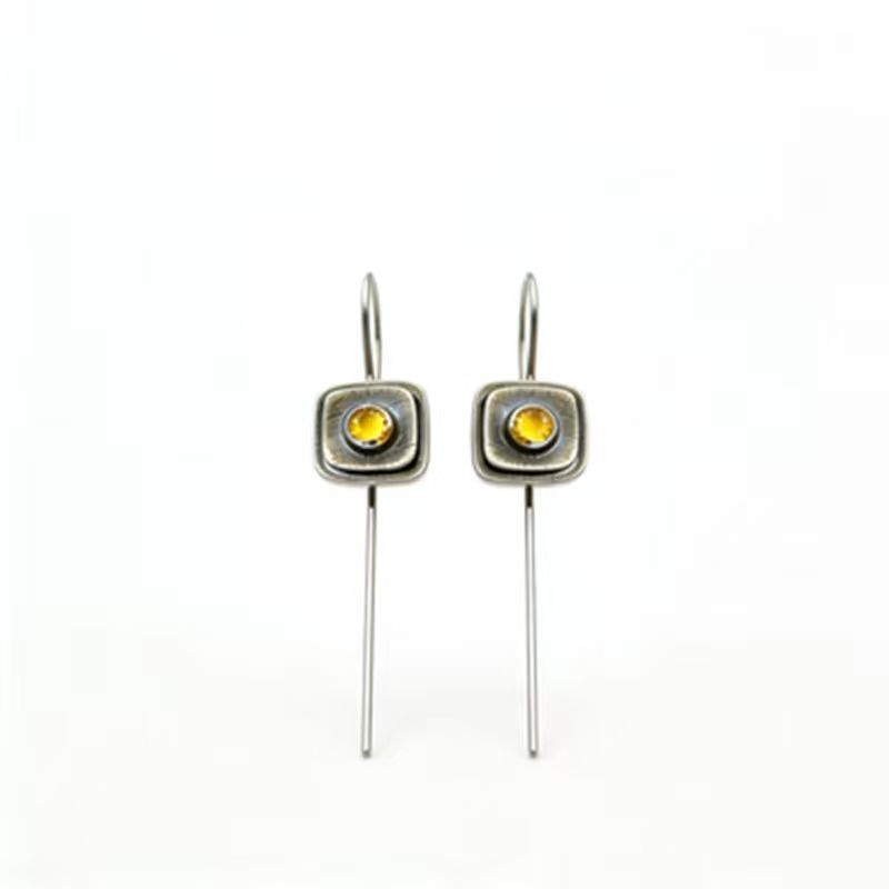 French-Style Vintage Geometric Square Distressed Pearl Earrings