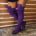 Stylish Round-toe Knee-high Womens Boots With A Unique Patchwork Design