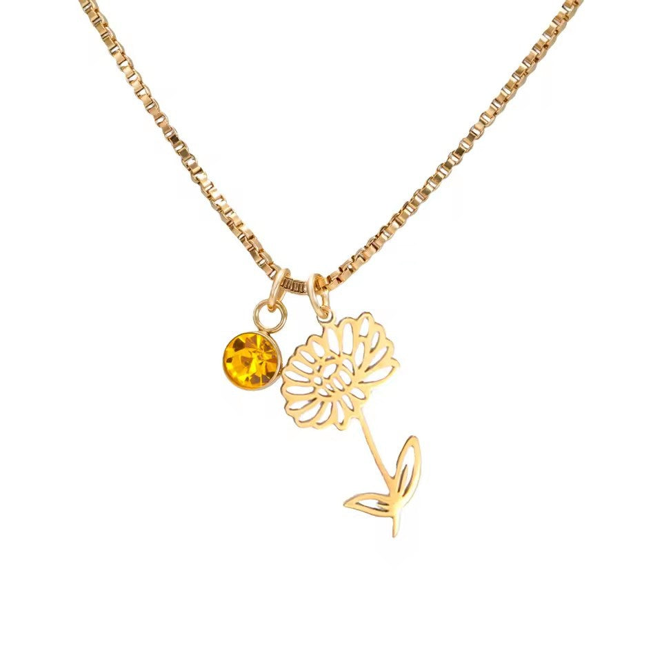 December Birthstone Flower Design Necklace For Women