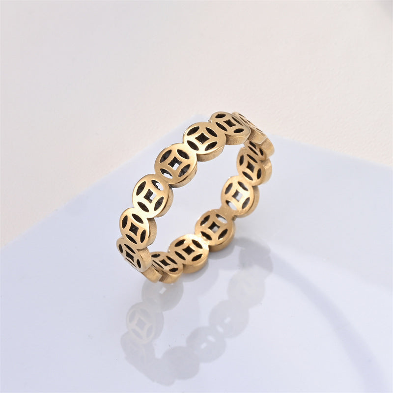 Stainless Steel Ring Versatile And Stylish Made Of Titanium Steel With 18k Gold Plating