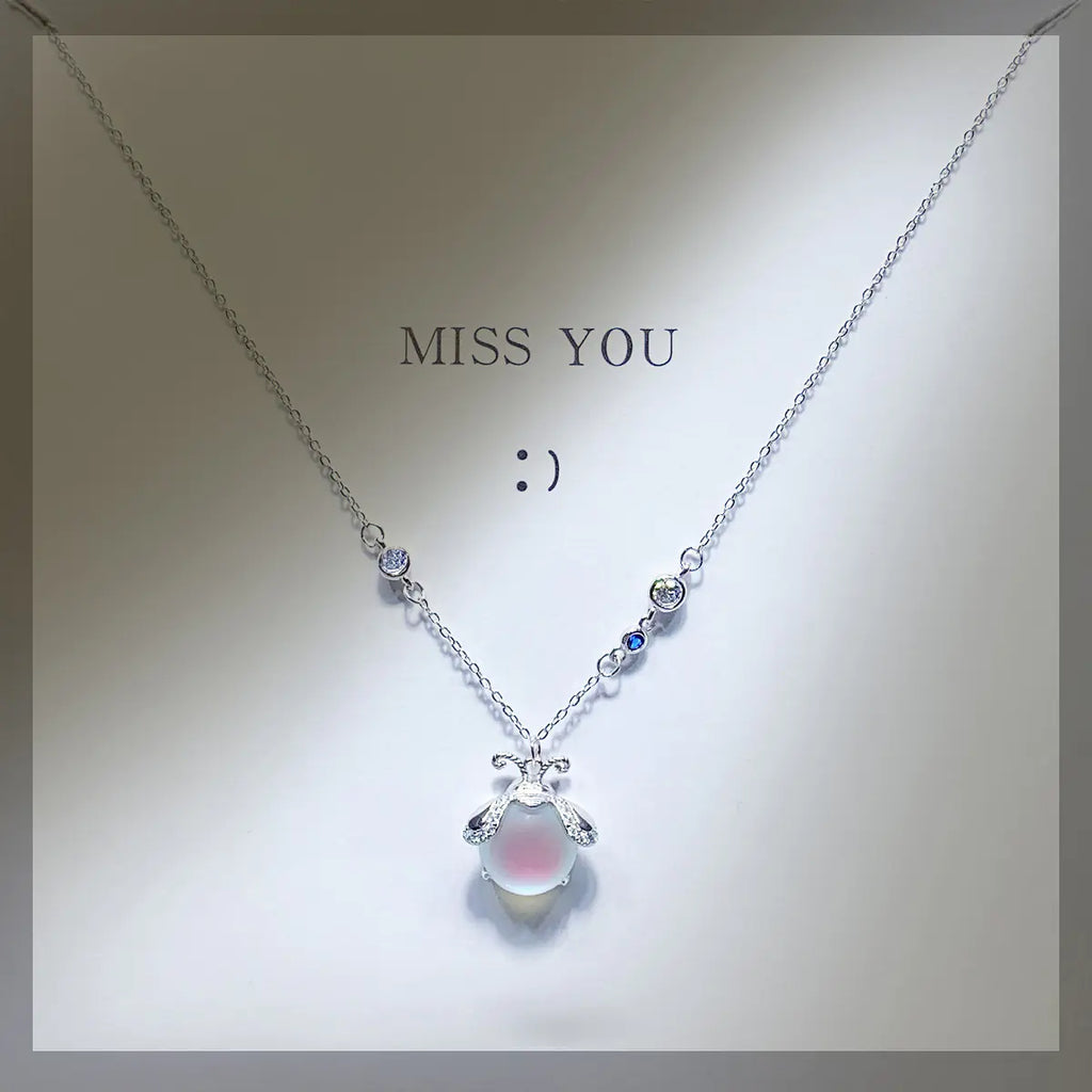 Aurora Firefly Necklace with Moonstone Design