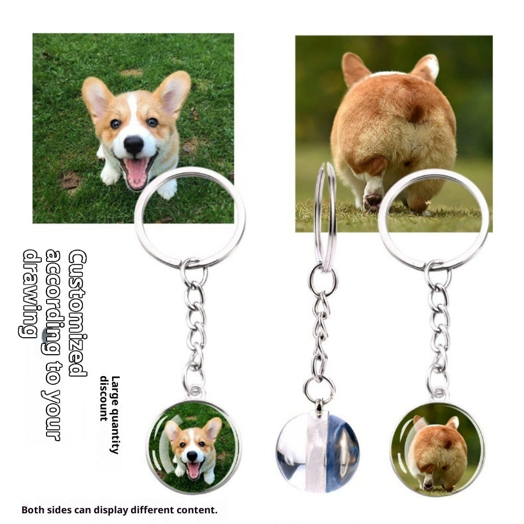 Custom Glass Ball Keychain 20mm