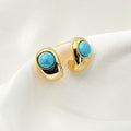 Round Natural Turquoise Earrings Vintage And Elegant