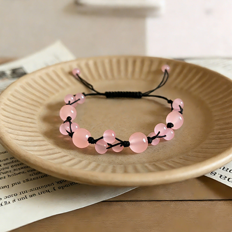 6mm Crystal Braided Cord Beaded Bracelet