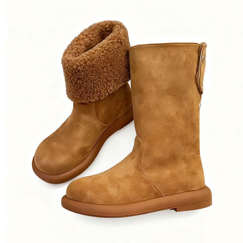 Womens Casual Warm Mid-calf Boots With Cotton Lining