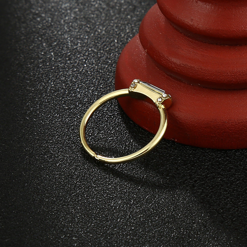 Minimalist Copper-plated Gold Ring With Diamond Accents