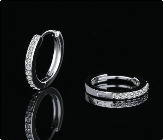S925 Sterling Silver Earrings With Diamond Accents