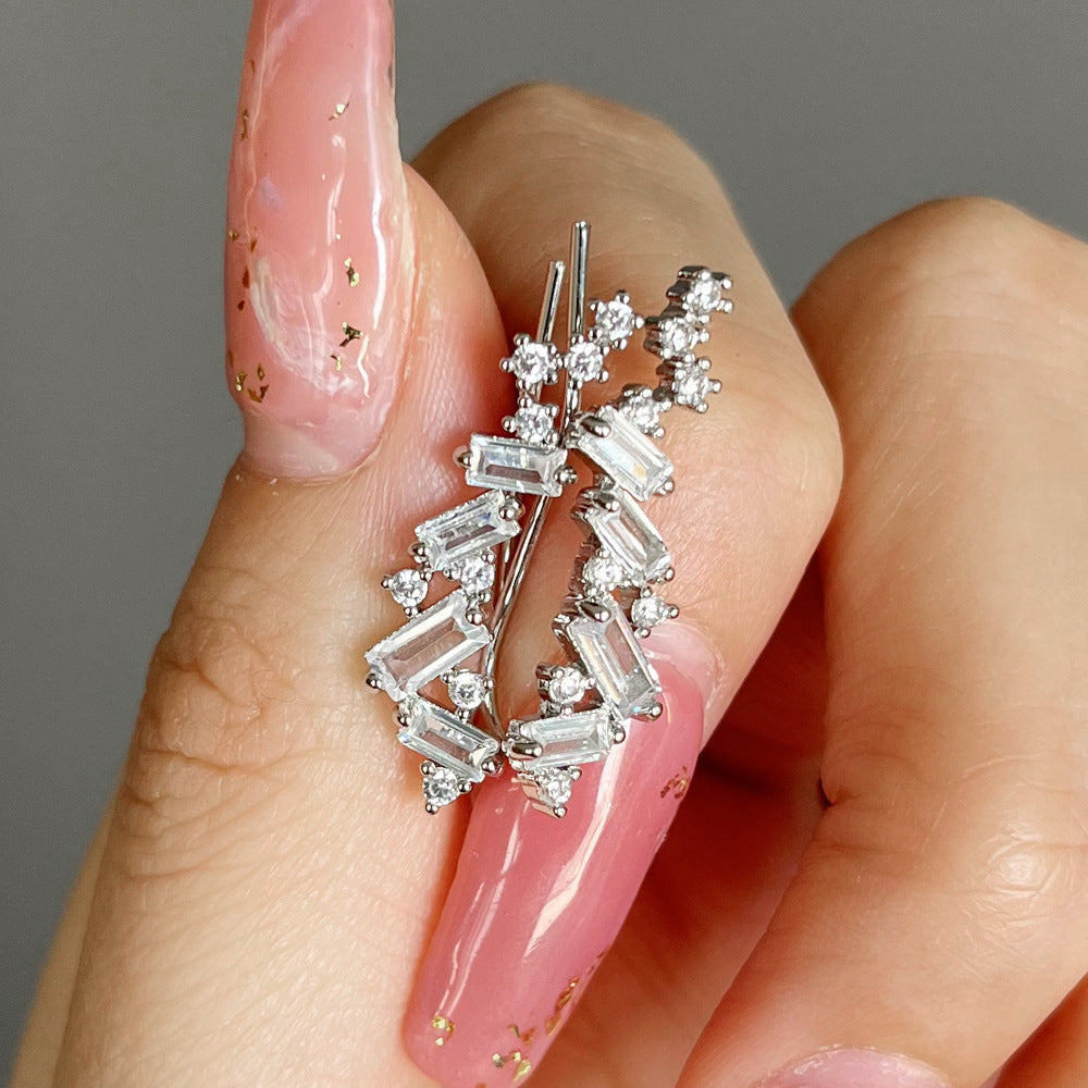 Ultra-shiny Zircon Stud Earrings For Women Korean-style Elegant Look