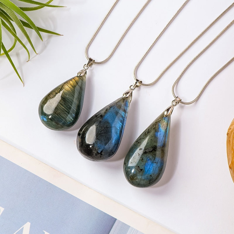 Natural Labradorite Crystal Pendant Jewelry Charm