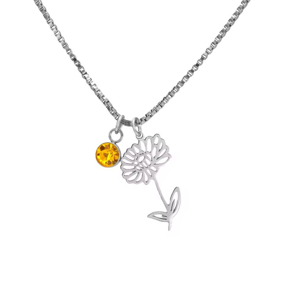 December Birthstone Flower Design Necklace For Women