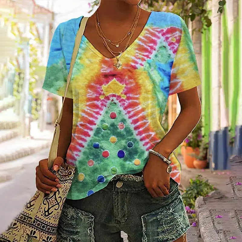 3D Printed Summer V-Neck T-Shirt for Men