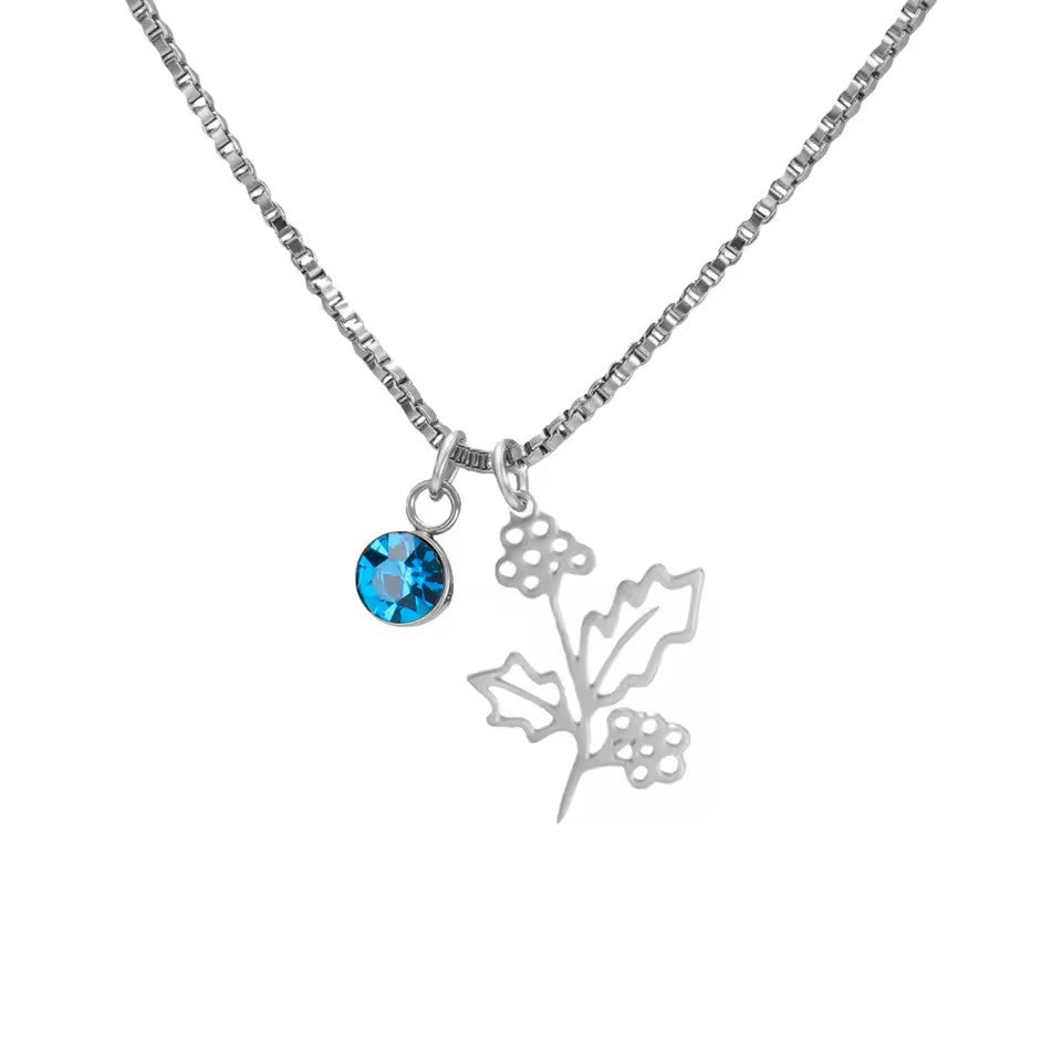 December Birthstone Flower Design Necklace For Women