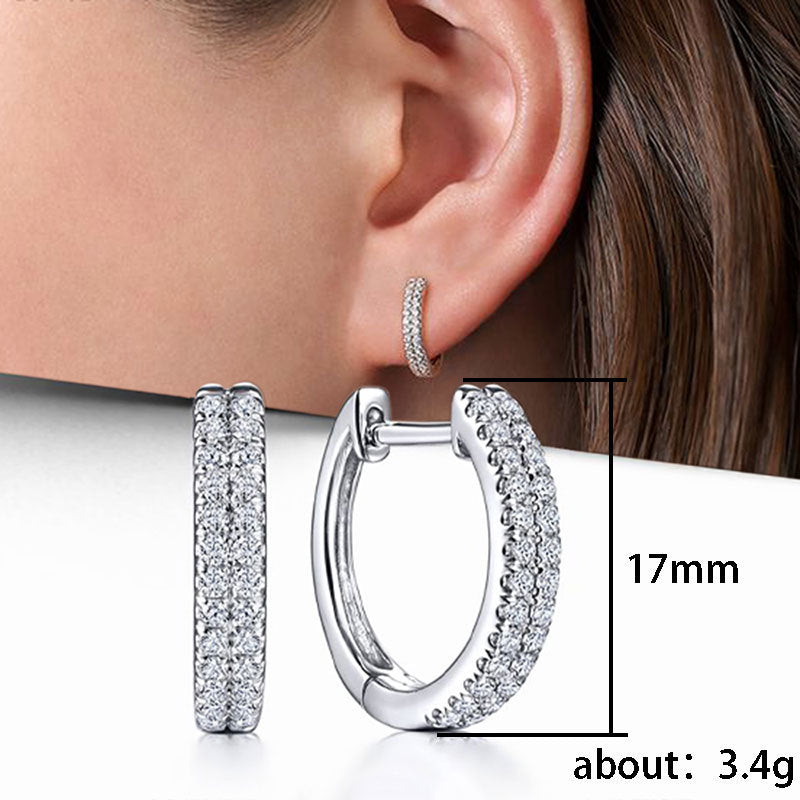Cao Shi HOOP Double-Row Zircon Slimming Earrings