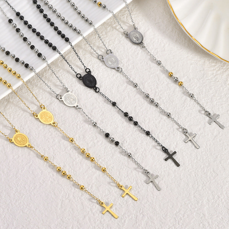 Retro Collarbone-length Necklace With A Stainless Steel Cross