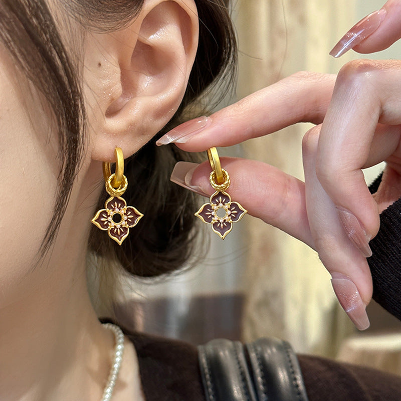 New Chinese-style Vintage Enamel-painted Earrings For Women