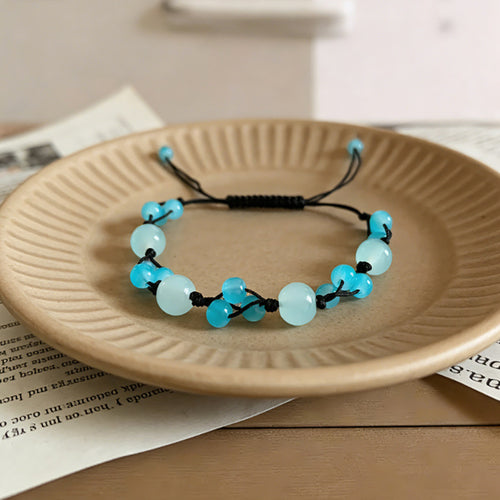 6mm Crystal Braided Cord Beaded Bracelet