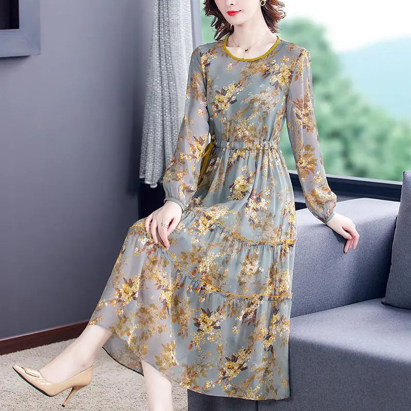 Silk Print Skirt for Waist Slimming and Style