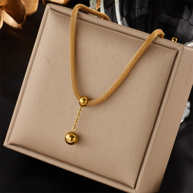 Multi-layer Stacked Niche High-end 18K Goldplated Titanium Steel Clavicle Chain